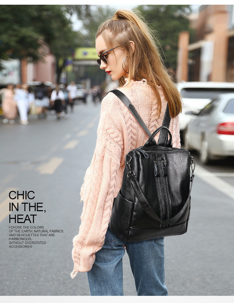 Mini Backpack Purse - Ransel Kulit Lembut Wanita Tas Sekolah